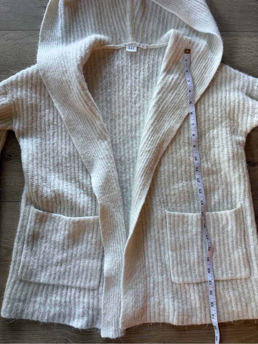 GAP Cream Hooded Ribbed Open-Front Cardigan - Picture 4 of 10